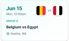Belgium vs Egypt